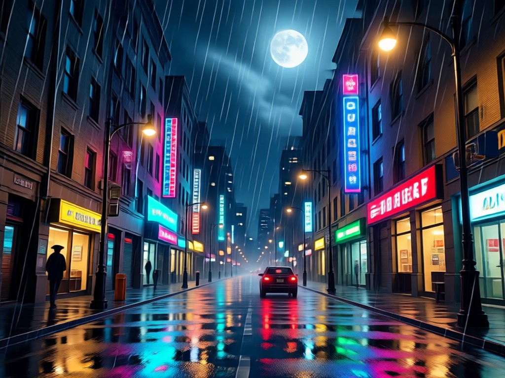 Regennacht-Hintergrundeffekte für Videos