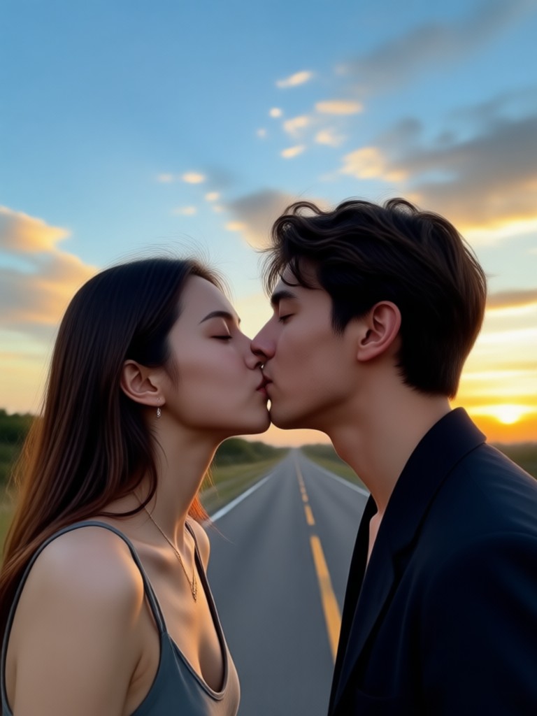 AI generated romantic cheek kiss for separated partners