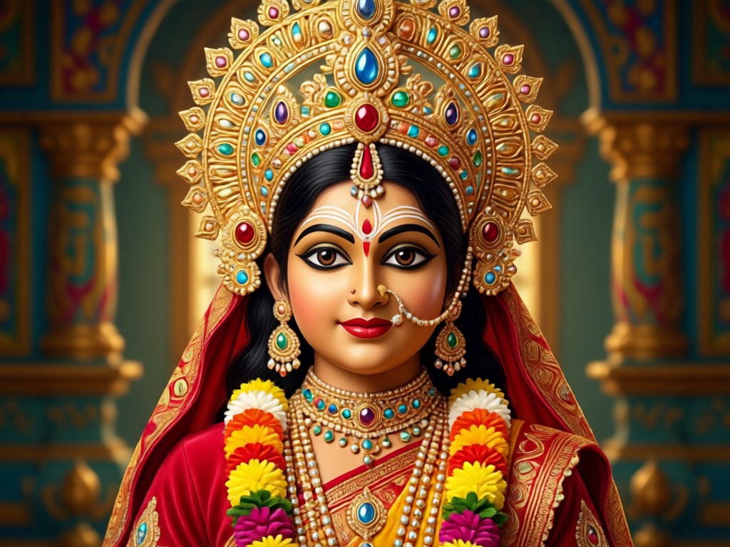 KI fügt traditionelles Sari und Schmuck zum Foto hinzu