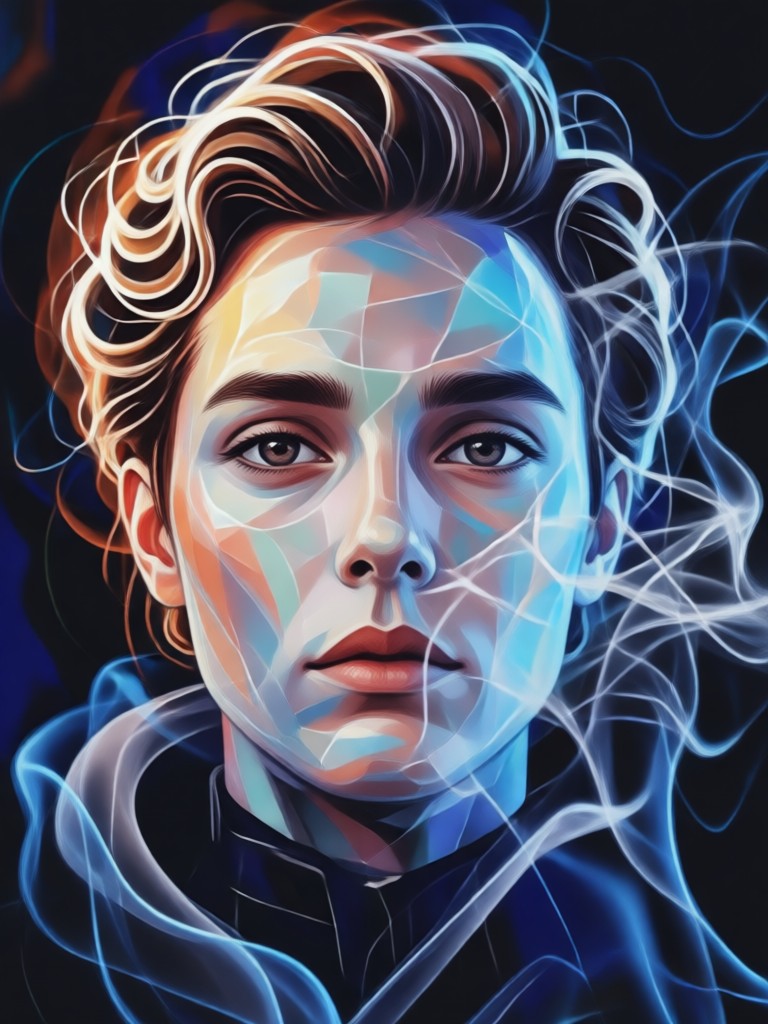 AI smoke portrait poster transformation example