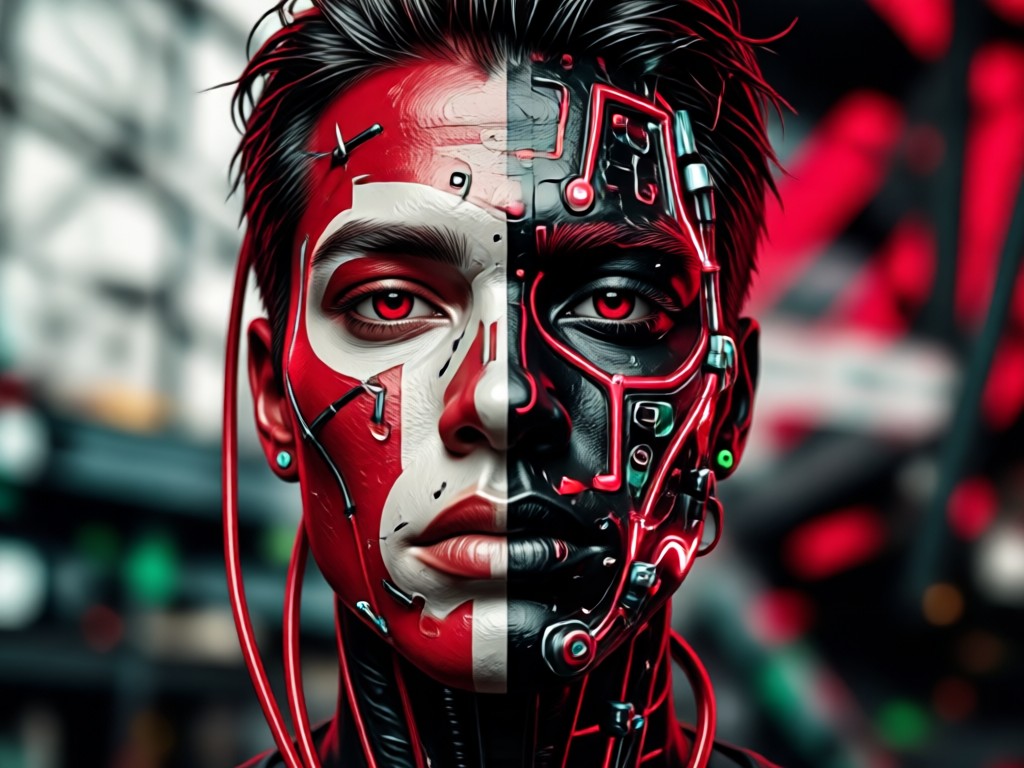 Artistic color grading for red black portraits