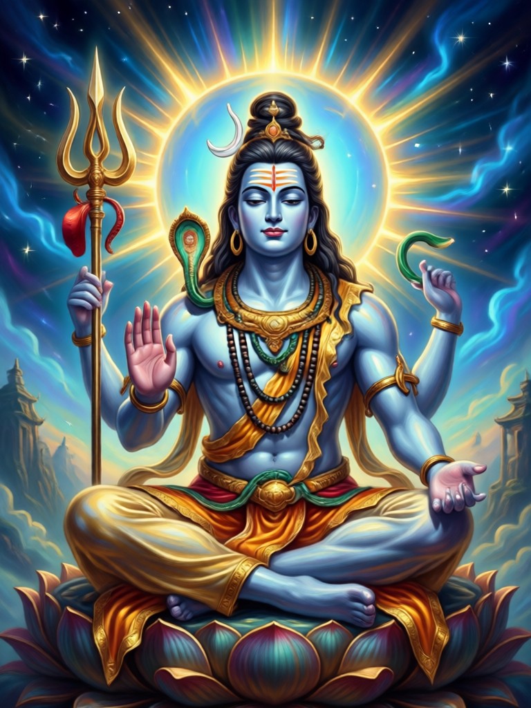 AI Shiva surrounded by sacred geometry