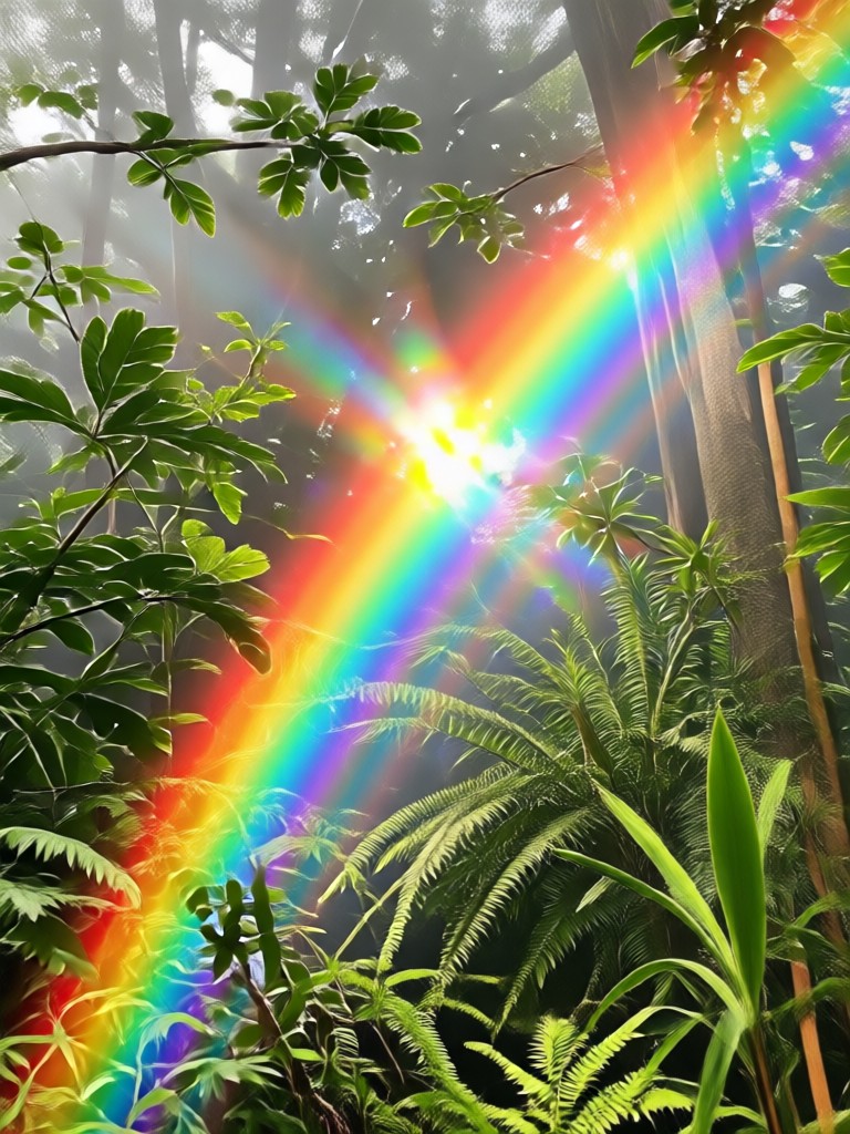 Fairy tale rainbow over castle