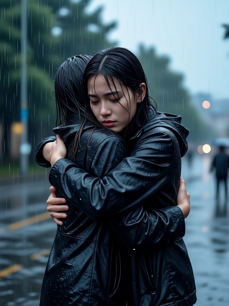 AI video of reconciliation in the rain