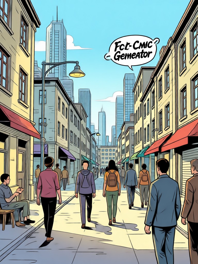 Arte de cómic detallado de un paisaje urbano