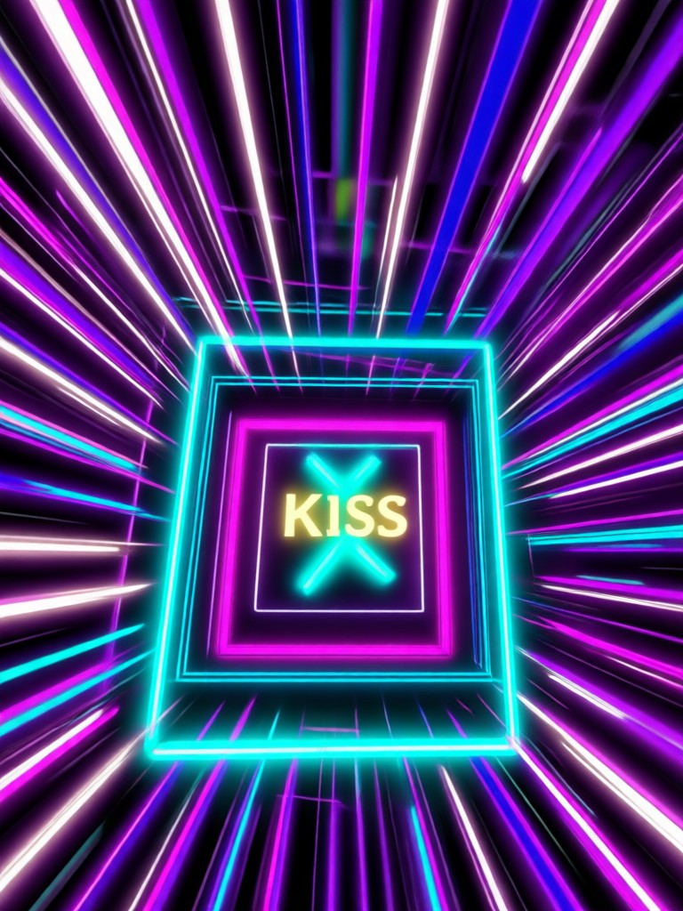 Dramatic silhouette with neon outline glow
