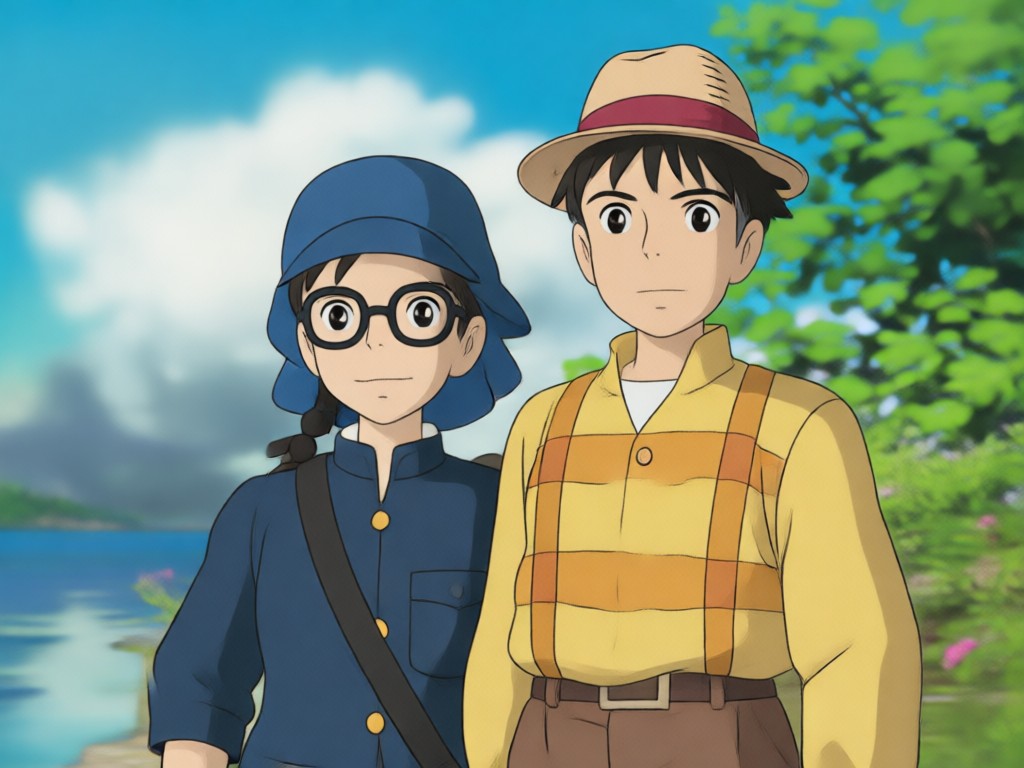 Comparison showing original couple and their Ghibli style portrait