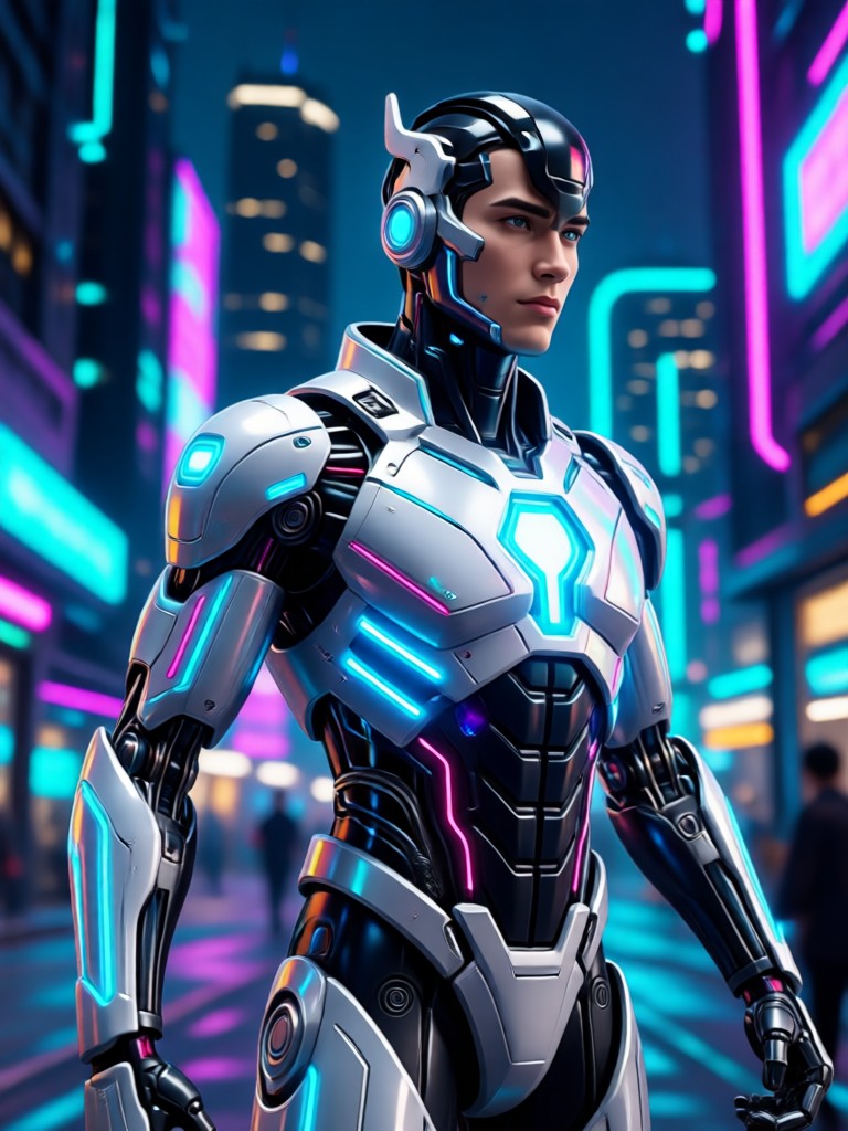 Action hero AI transformation with glowing elemental powers