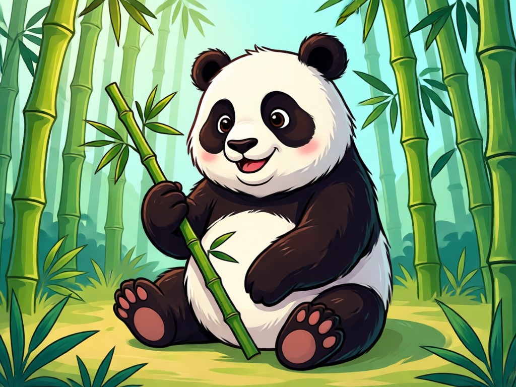 Text prompt turning into a cartoon panda image