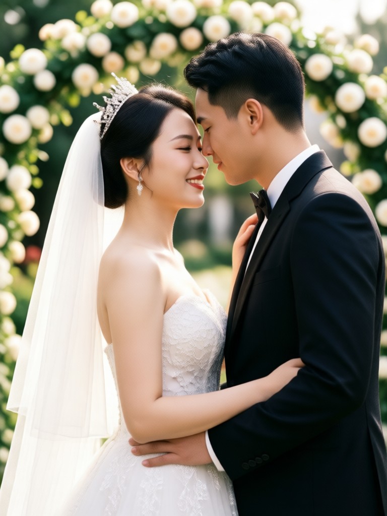 AI couple in Renaissance painting style wedding photo