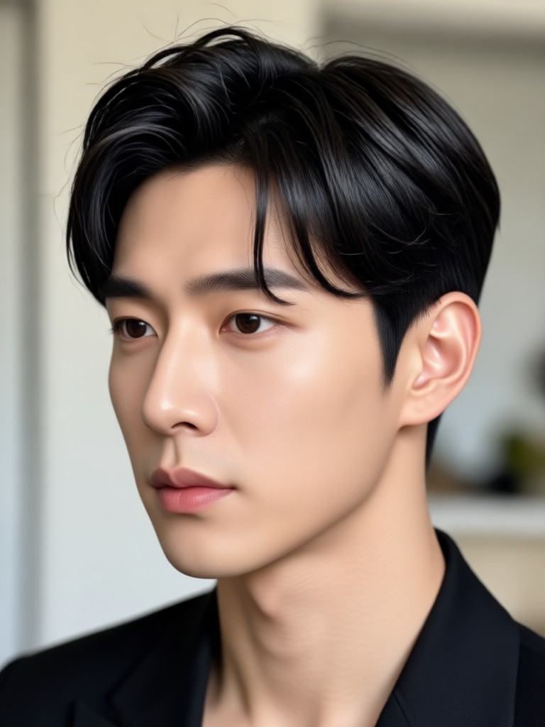 Slick back office Korean hairstyle AI
