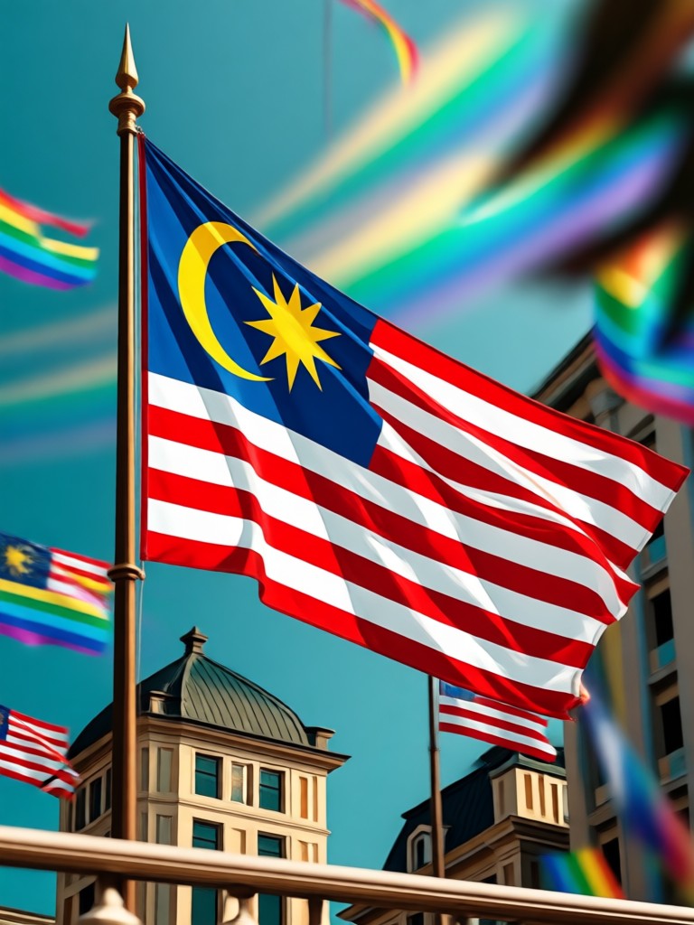 Sports team photo with AI generated Malaysian flag jerseys