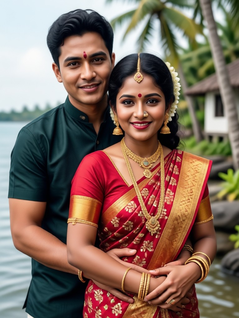 Kasavu Saree und Mundu Tempel-Porträt