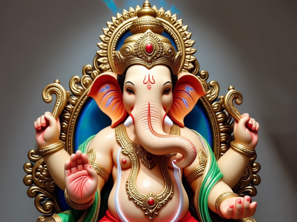 Proceso de animación con IA para estatua de Ganesha