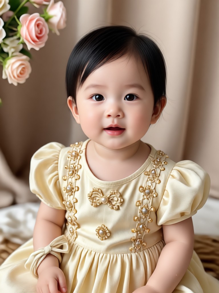 Studio style baby photo with soft pastel backdrop