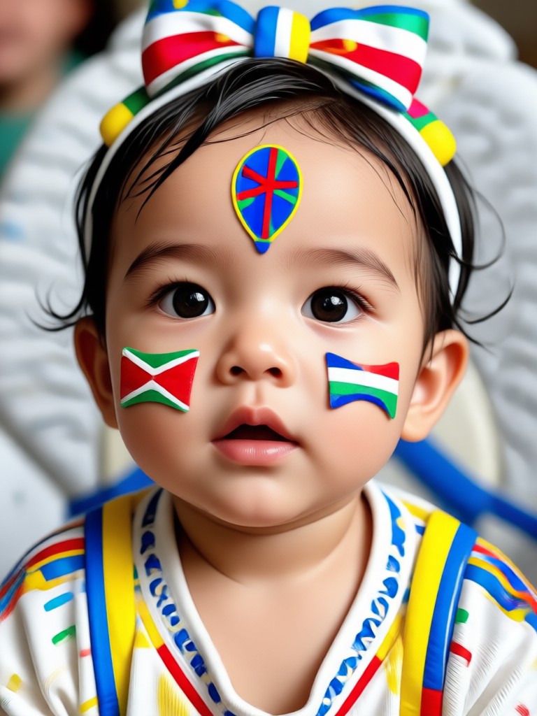 Cute soccer baby with confetti ai generation