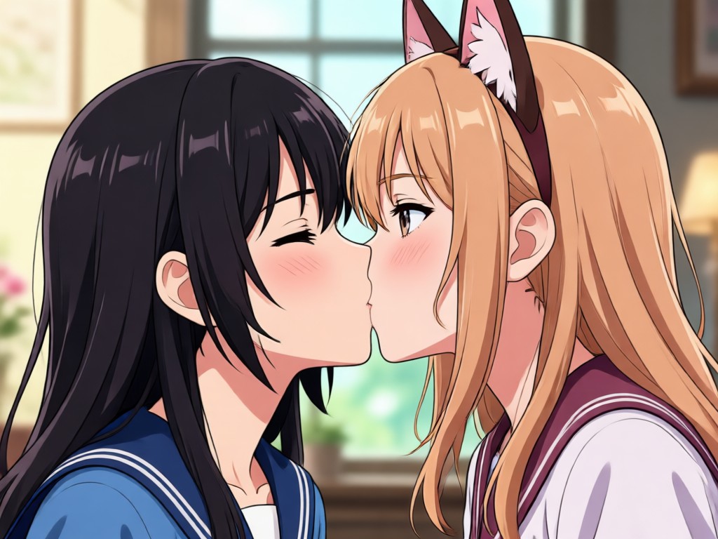 Anime storyteller creating kiss videos