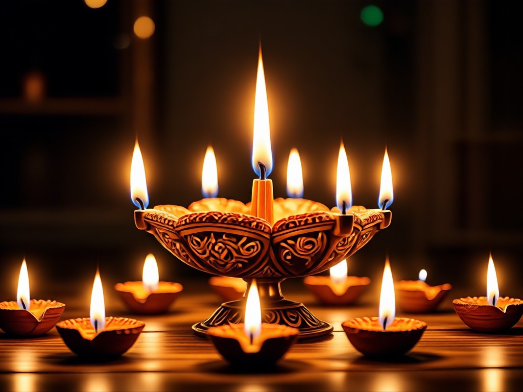 Comparison showing a standard filtered photo next to an AI enhanced Diwali photo