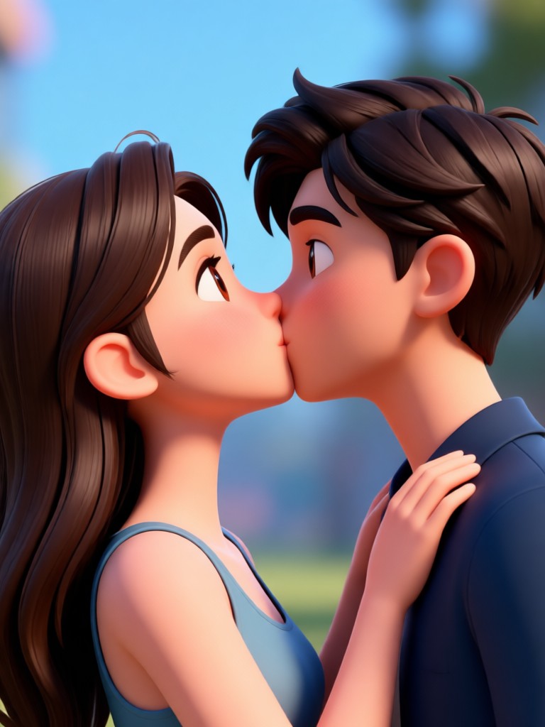 App interface showing couple kissing video creation