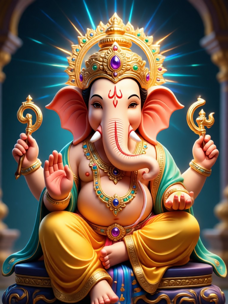 AI generated Ganesh Ji with elephant calf