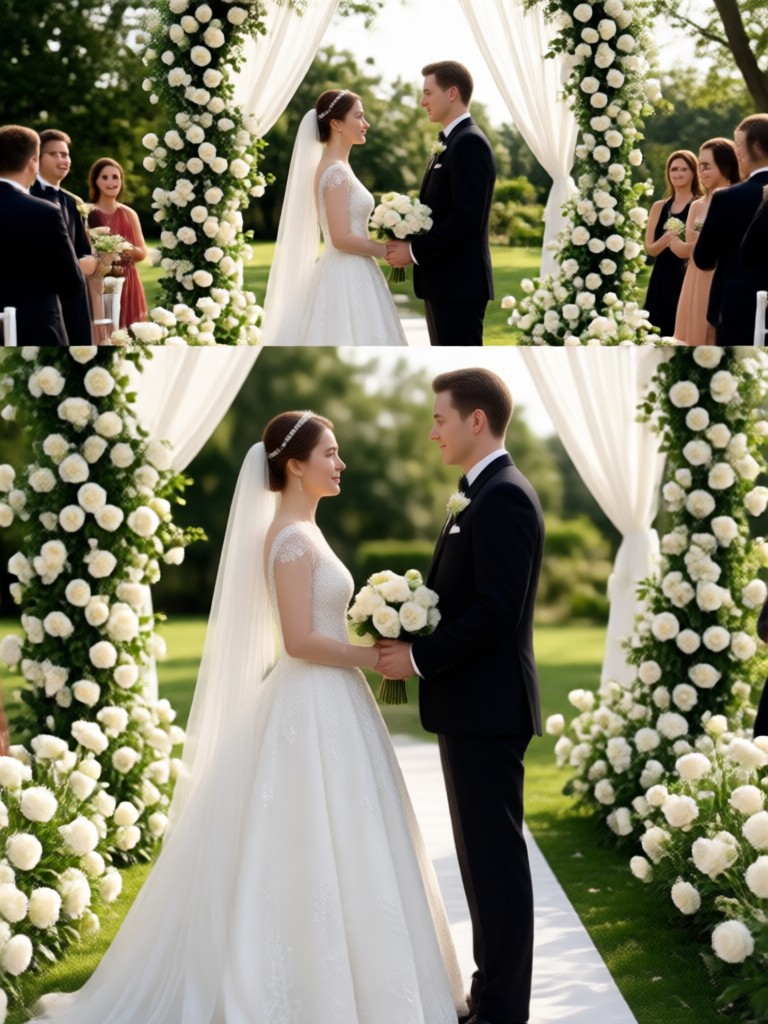 Romantic garden wedding AI video