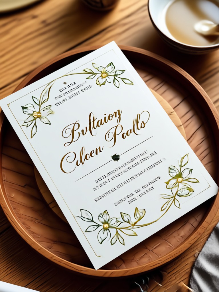 Traditional cultural marriage invitation with intricate patterns
