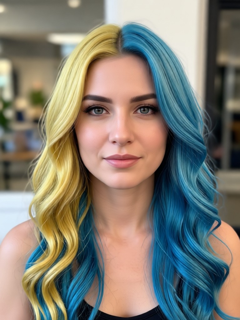 Mobile app showing AI hair color change in action