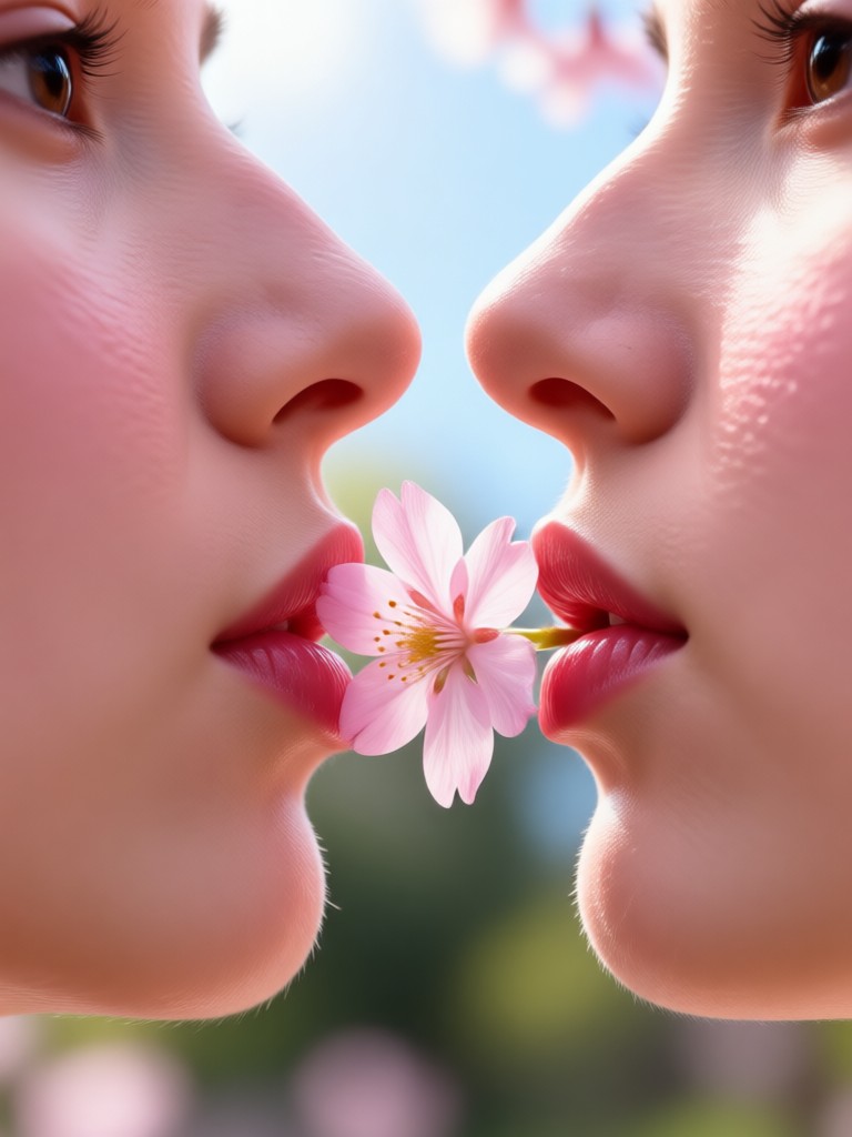 Cherry blossom kiss video with text