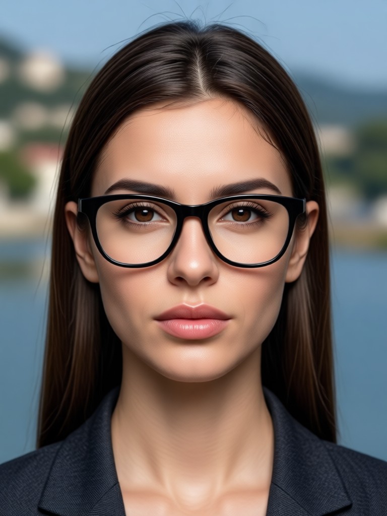 Authoritative neutral AI headshot example