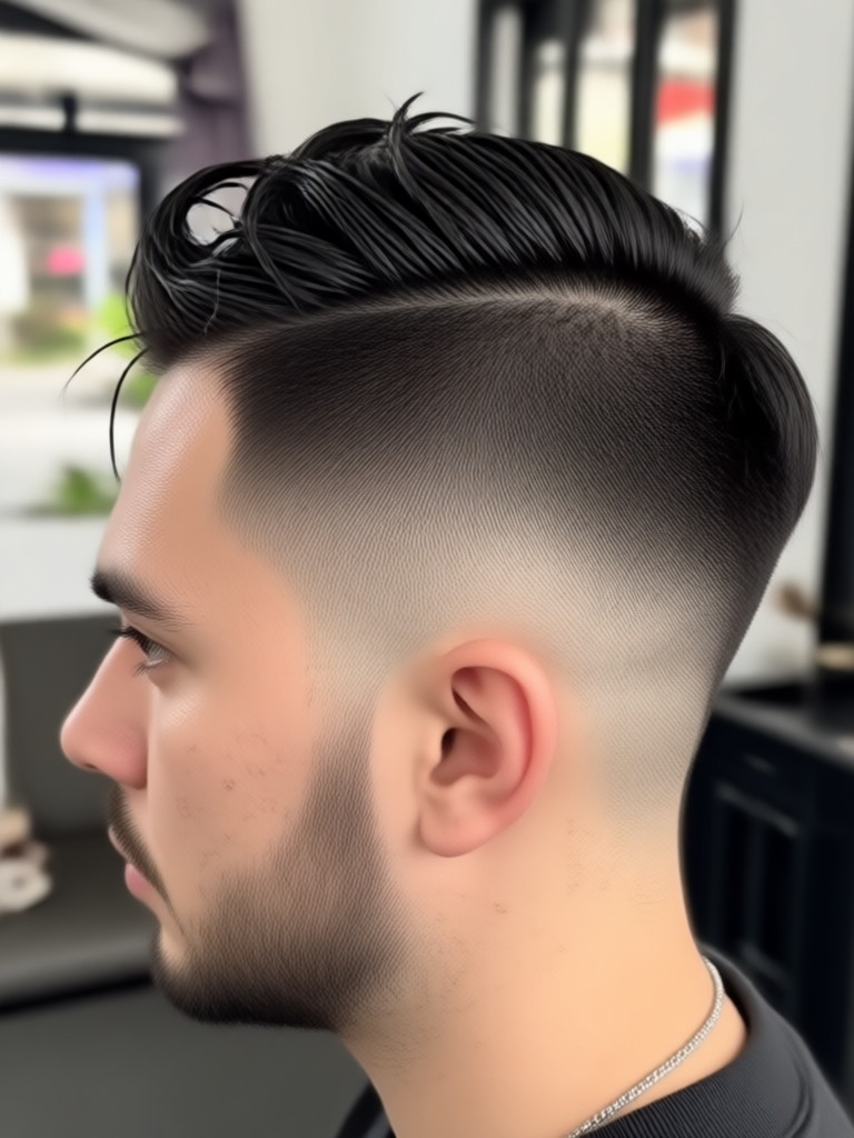 Young man trying different buzz cut lengths