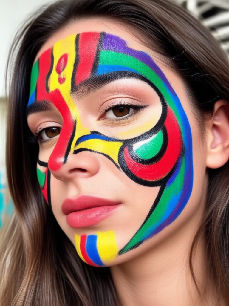 Spain red and yellow flag pattern on face