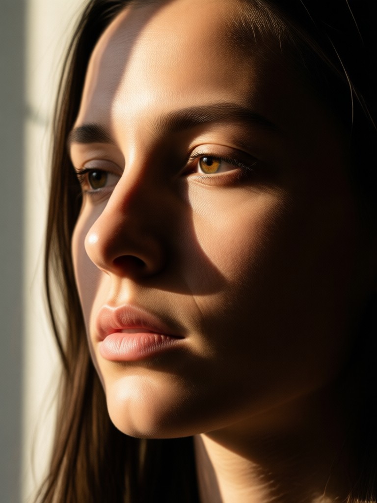 Cool, moody blue shadow portrait