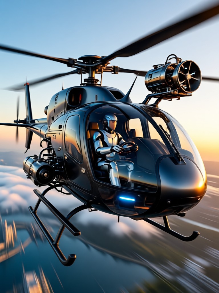 AI generated helicopter in stormy weather
