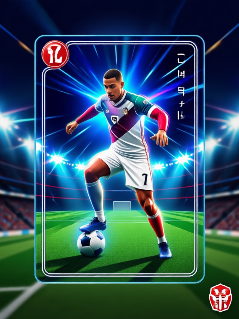 Tarjeta de fútbol con IA estilo pegatina retro Panini