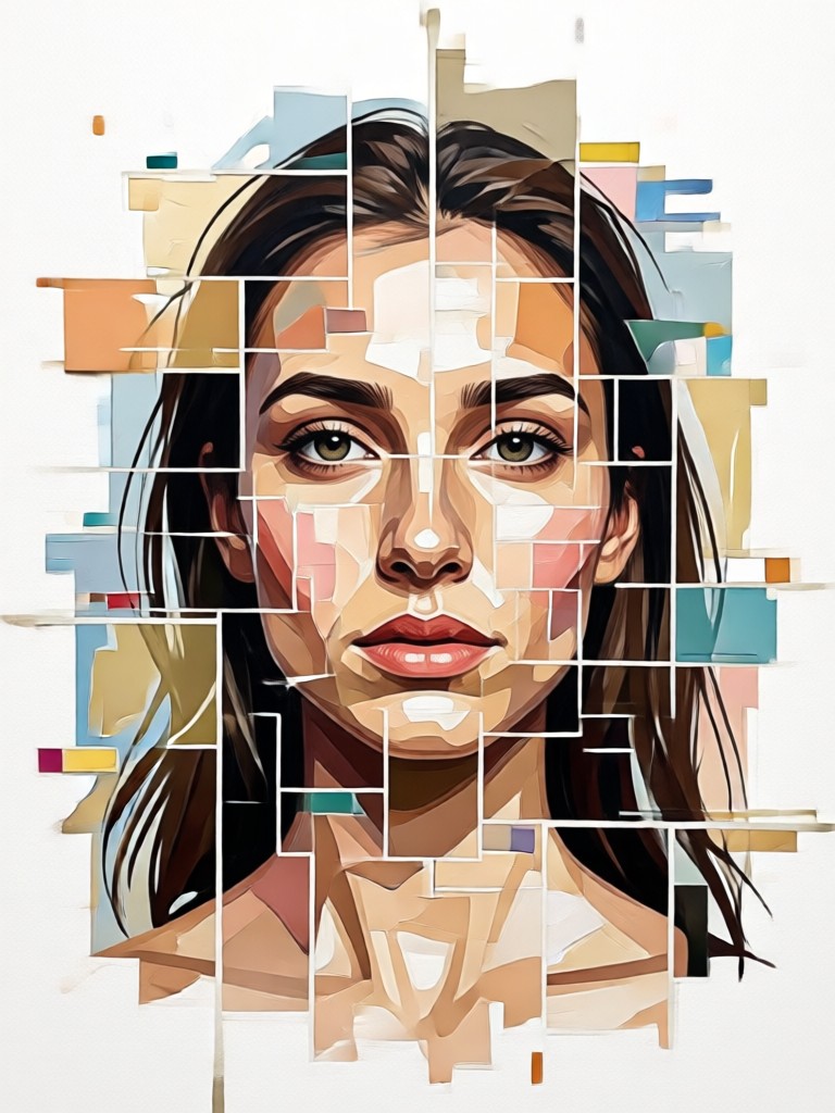 Colorful geometric multi photo social media collage