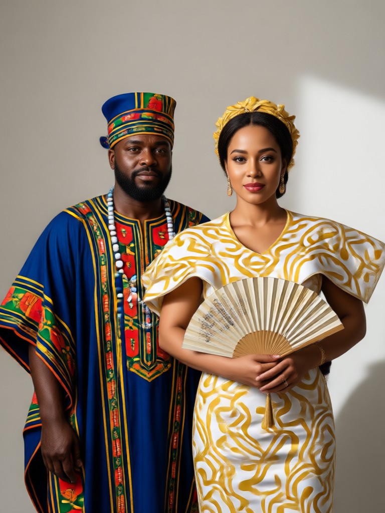 Zulu inspired ceremonial attire AI couple photo