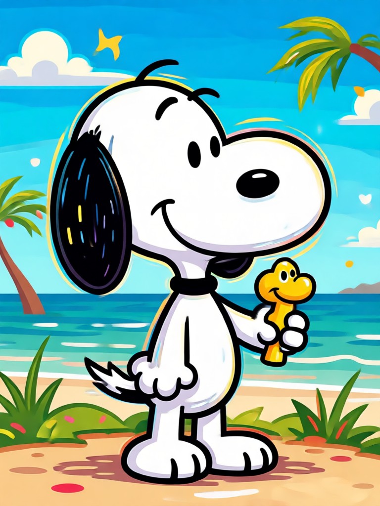 Mobiltelefon zeigt KI-Snoopy-Filter-Oberfläche