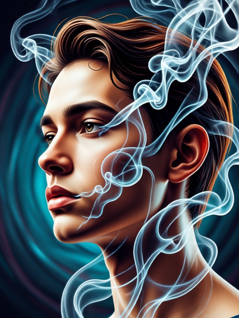 Male portrait with dark smoke effect
