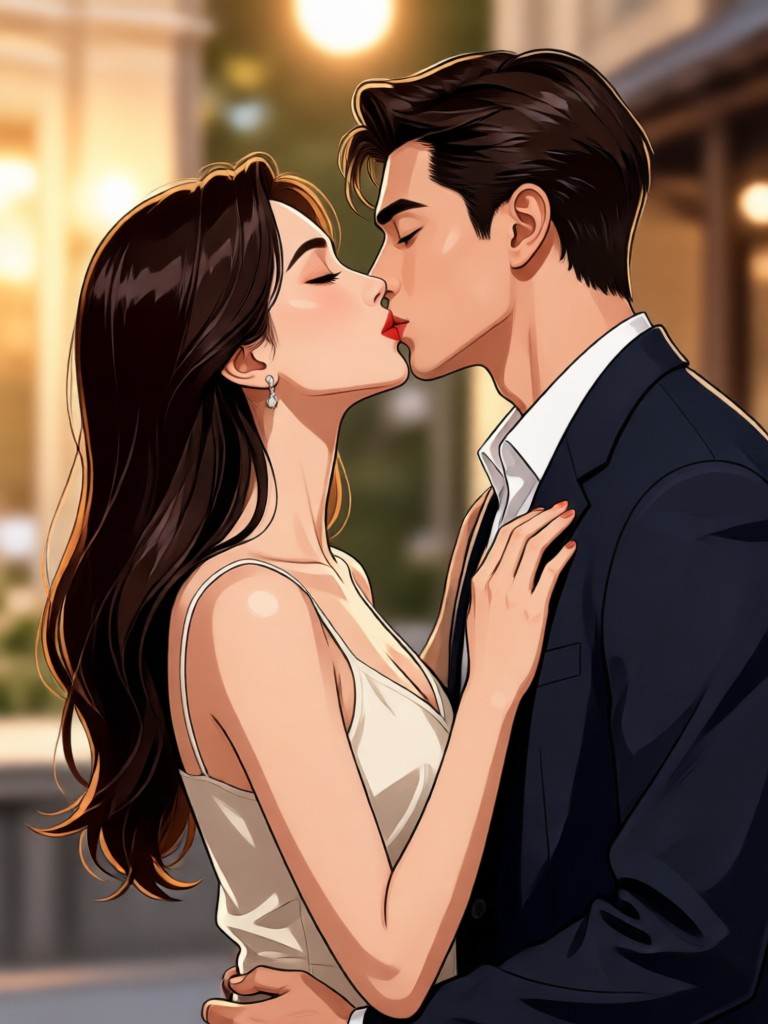 SNS向けAI生成ロマンチックキス