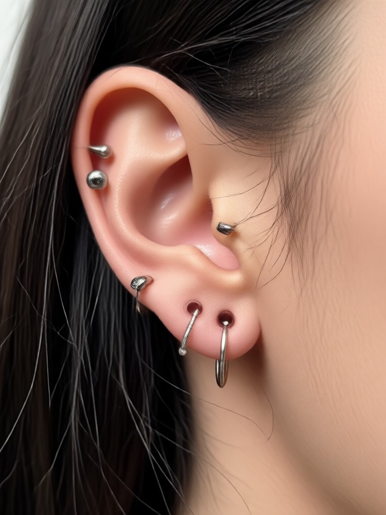 Tragus and daith piercing preview