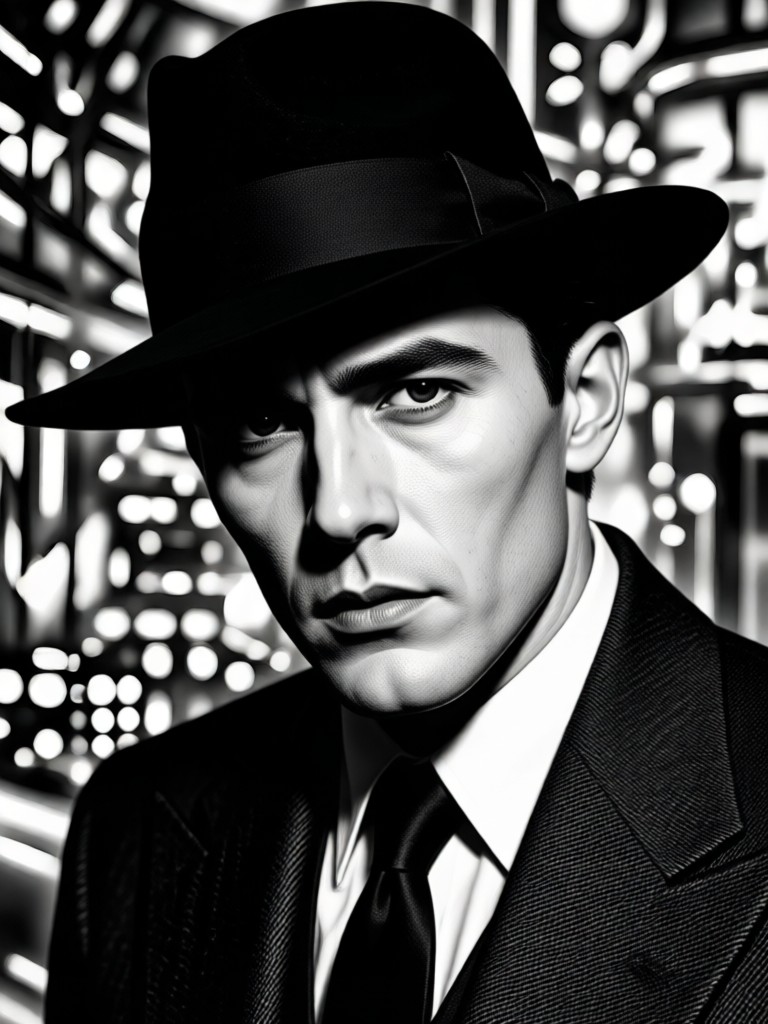 Modern subject transformed into vintage noir style