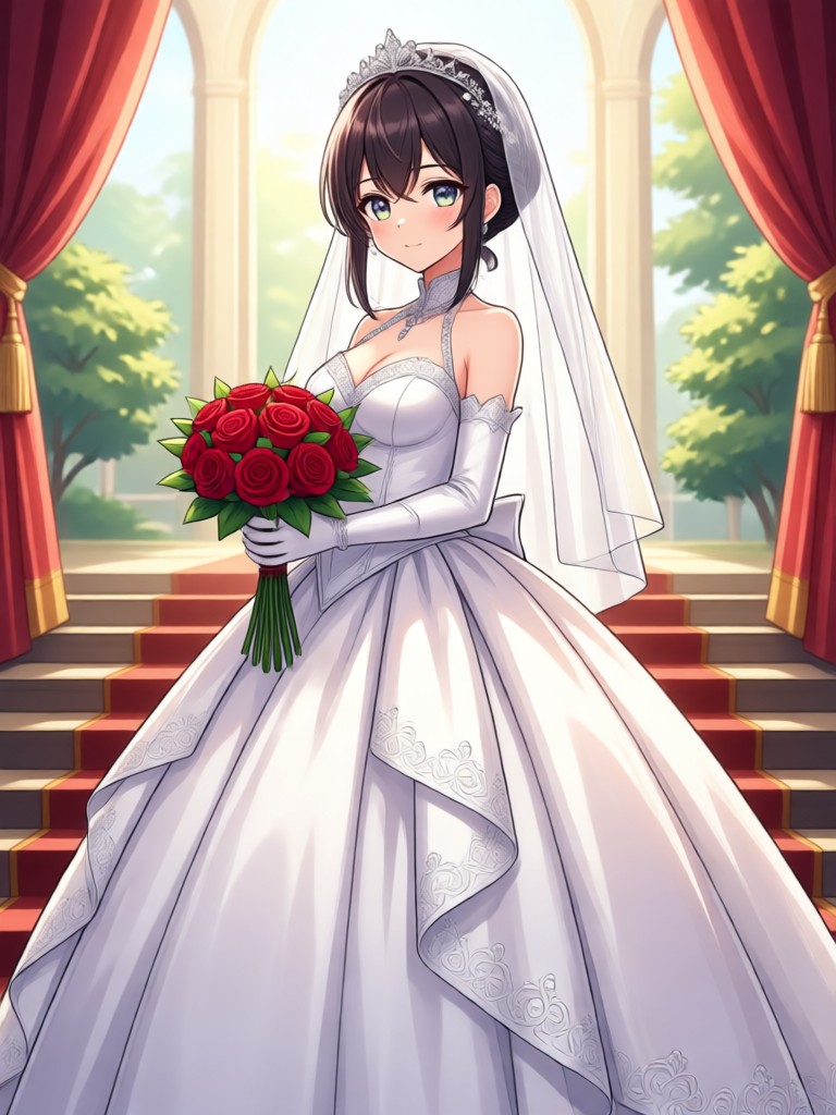 Anime bride in different seasonal wedding themes