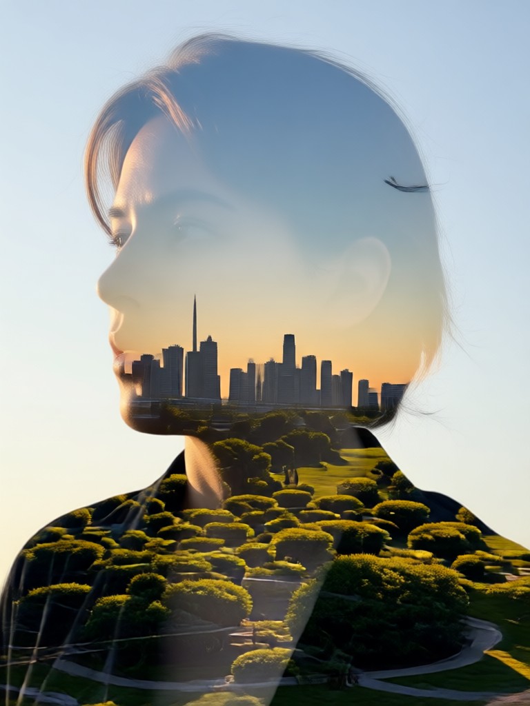 Sportliches Double Exposure Actionfoto