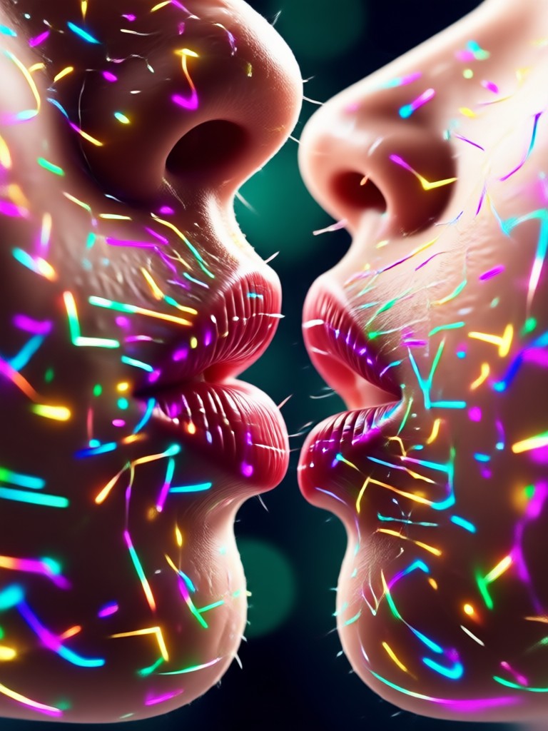 AI kiss video with sparkling magical effects