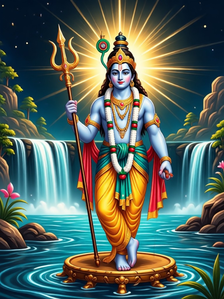Krishna with peacock feather AI portrait
