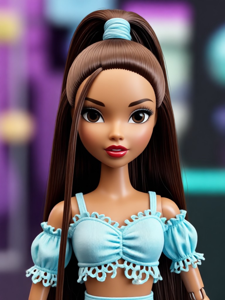Teléfono móvil mostrando el proceso de creación de muñeca Bratz