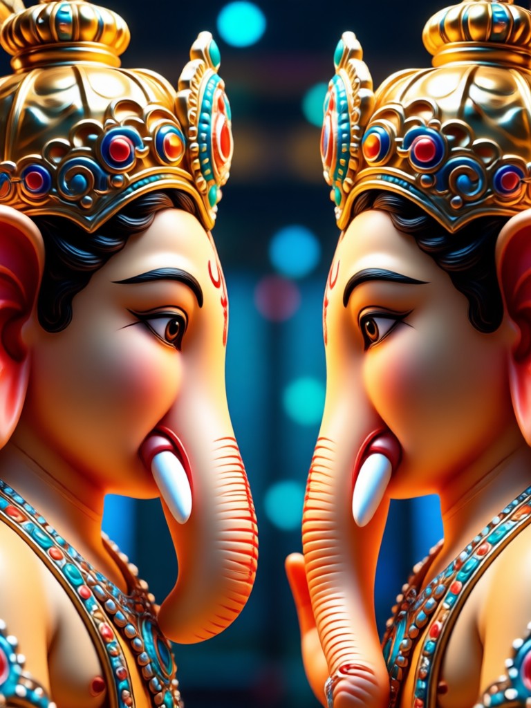 Family photo with Ganpati AI merge
