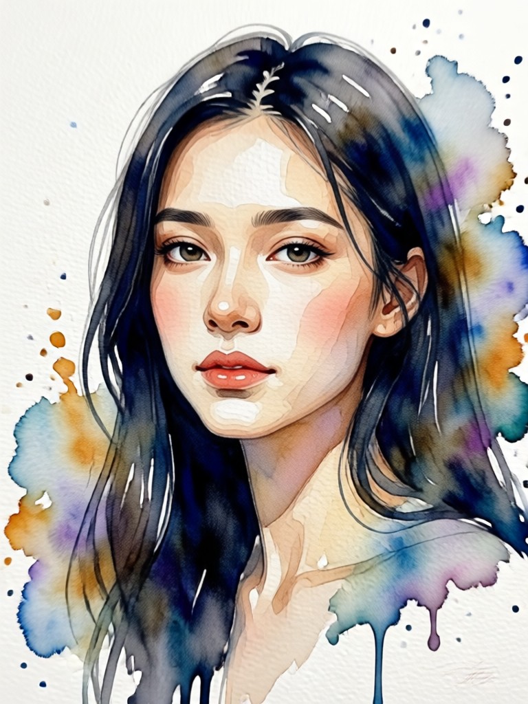 Children's portrait as a bright, playful watercolor illustration