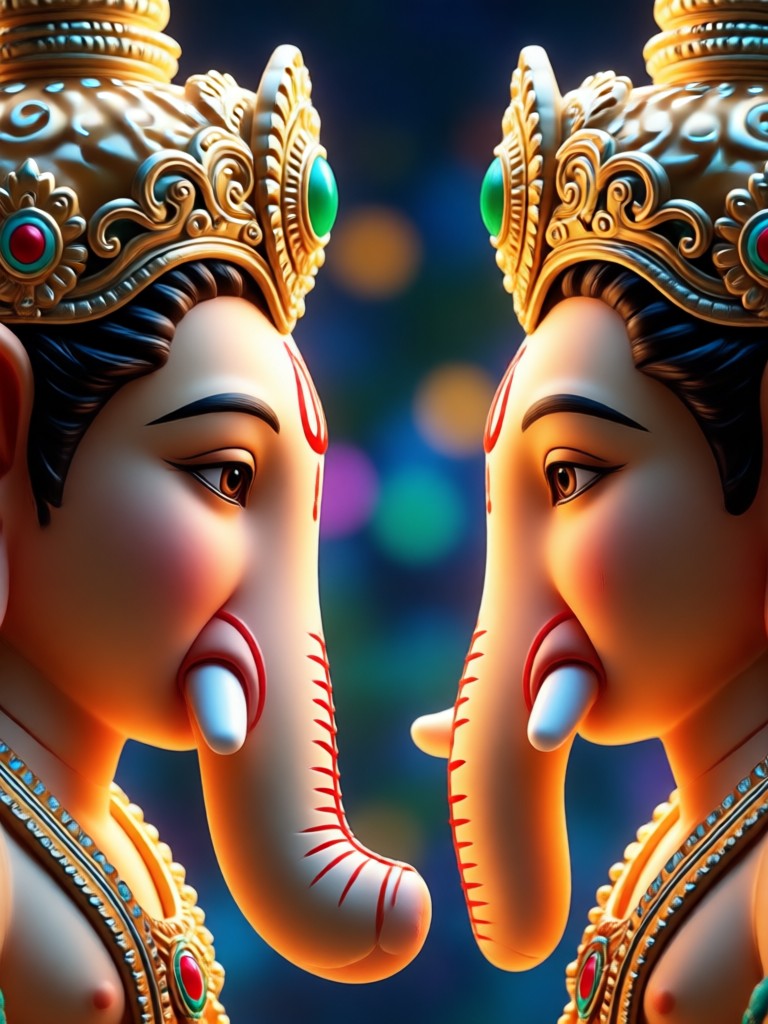 एआई जनरेटेड गणेश फेस टू फेस फोटो उदाहरण