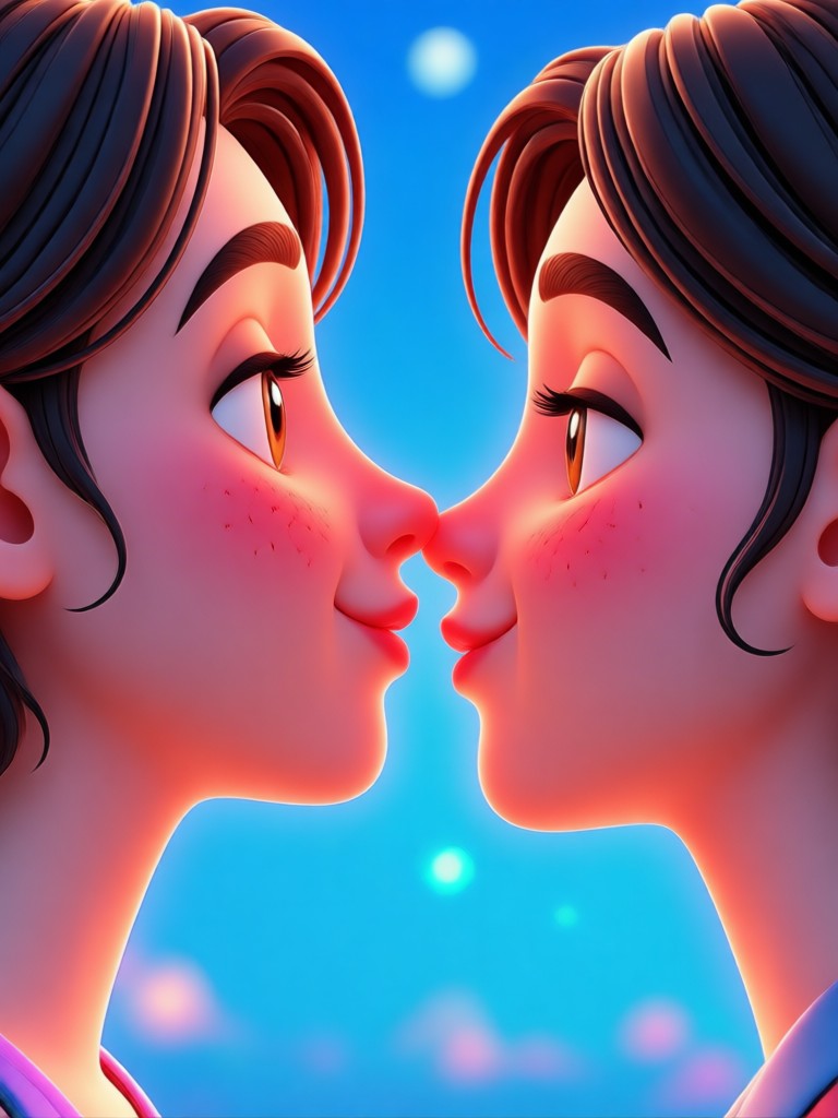 Passionate kiss with motion blur